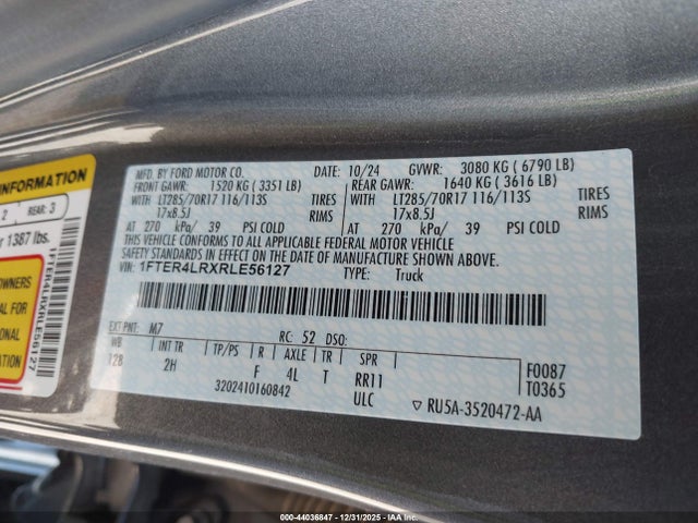 1FTER4LRXRLE56127 Ford Ranger Raptor