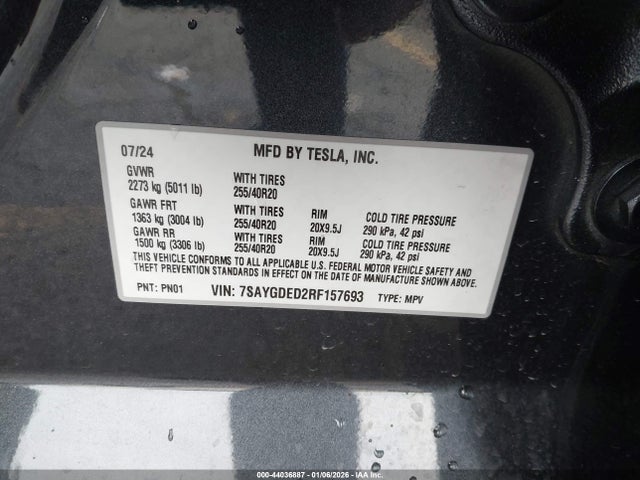 2024 TESLA MODEL Y 7SAYGDED2RF157693 Photo 8