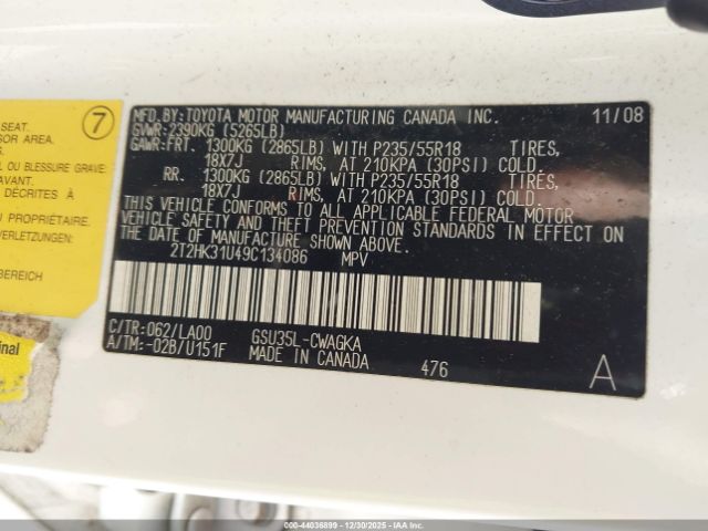 2009 LEXUS RX 350 2T2HK31U49C134086 Photo 8