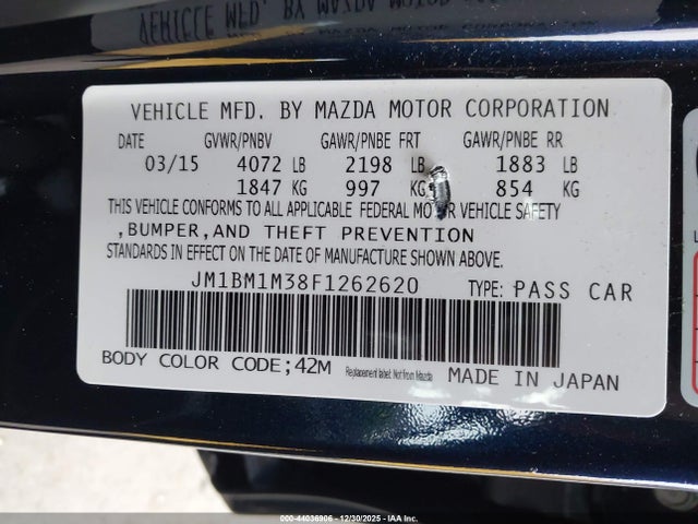 JM1BM1M38F1262620 Mazda Mazda3 S Grand Touring