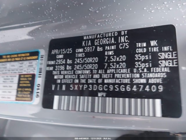 5XYP3DGC9SG647409 KIA Telluride Ex X-line