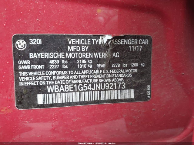 2018 BMW 320I WBA8E1G54JNU92173 Photo 8