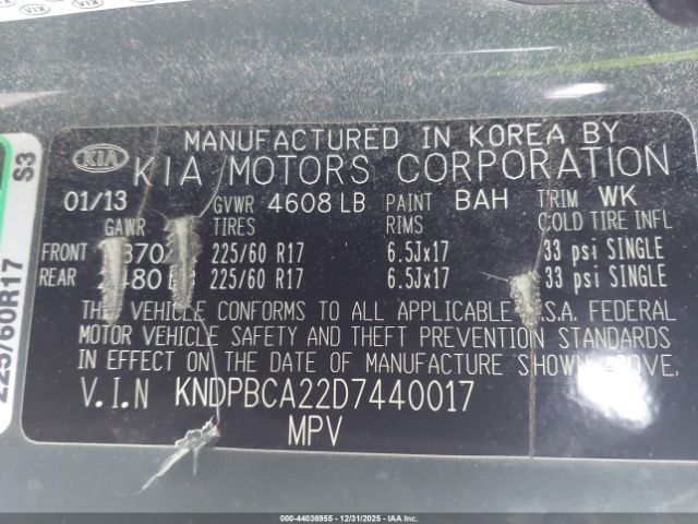 2013 KIA SPORTAGE KNDPBCA22D7440017 Photo 8