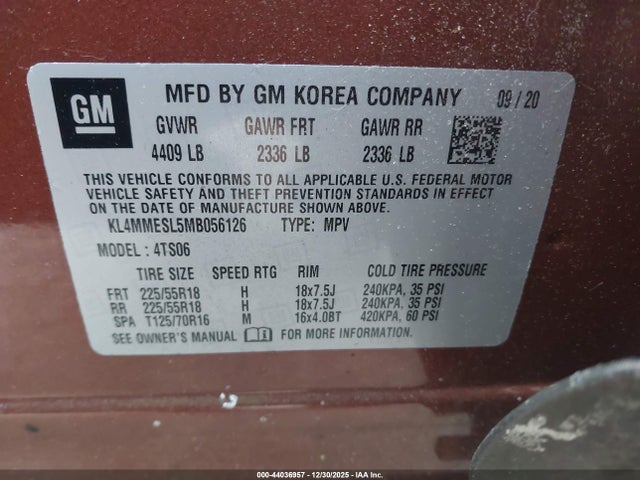 KL4MMESL5MB056126 Buick Encore Gx Awd Select