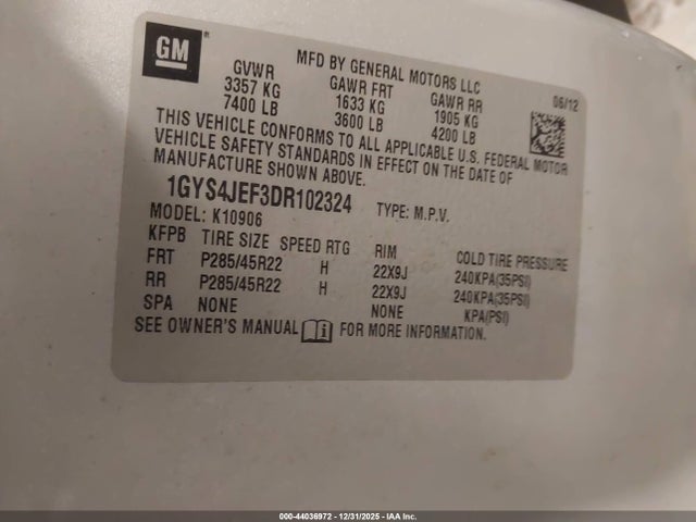 2013 CADILLAC ESCALADE ESV 1GYS4JEF3DR102324 Photo 8