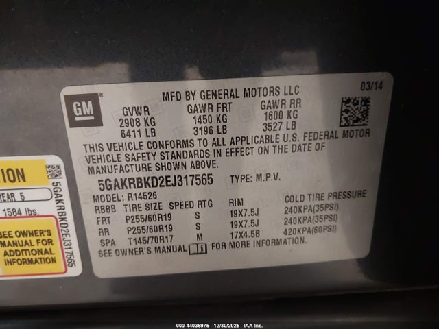 5GAKRBKD2EJ317565 Buick Enclave Leather