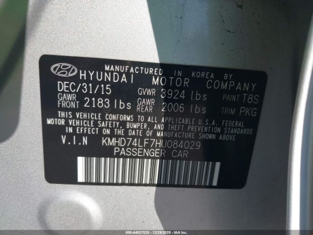 2017 HYUNDAI ELANTRA KMHD74LF7HU084029 Photo 8