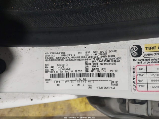 Ford FIESTA SE 2018 3FADP4EJ3JM100622 Image 12