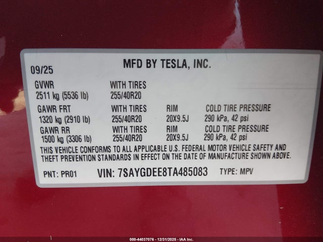 2026 TESLA MODEL Y 7SAYGDEE8TA485083 Photo 8