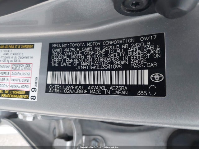 Toyota CAMRY SE 2018 JTNB11HK8J3041098 Image 9