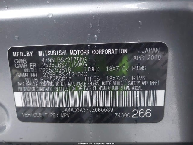 2018 MITSUBISHI OUTLANDER JA4AD3A37JZ060089 Photo 8