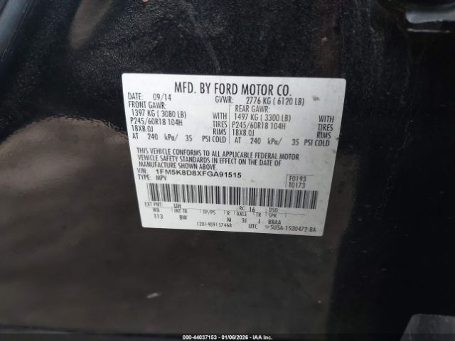 2015 FORD EXPLORER 1FM5K8D8XFGA91515 Photo 8