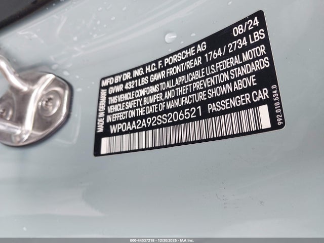 2025 PORSCHE 911 WP0AA2A92SS206521 Photo 8