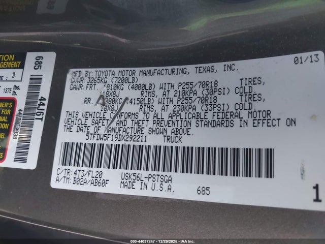 2013 TOYOTA TUNDRA 5TFDW5F19DX292211 Photo 8