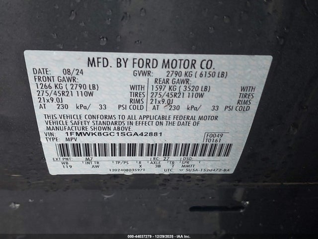 1FMWK8GC1SGA42881 Ford Explorer St