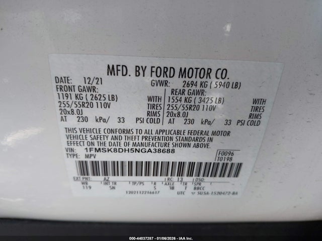 2022 FORD EXPLORER 1FMSK8DH5NGA38688 Photo 8