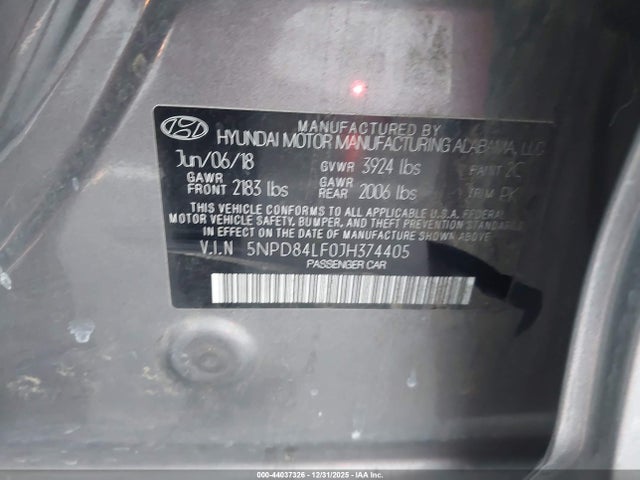 5NPD84LF0JH374405 Hyundai Elantra Value Edition