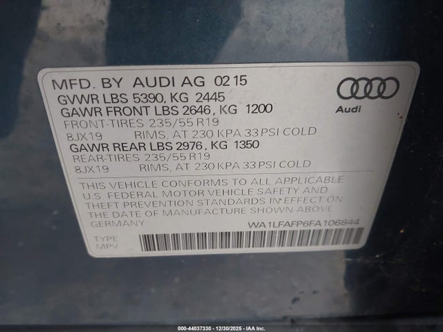 2015 AUDI Q5 WA1LFAFP6FA106844 Photo 8