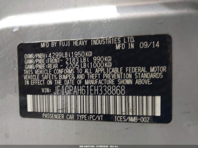 JF1GPAH61EH338868 Subaru Impreza 2.0i Limited