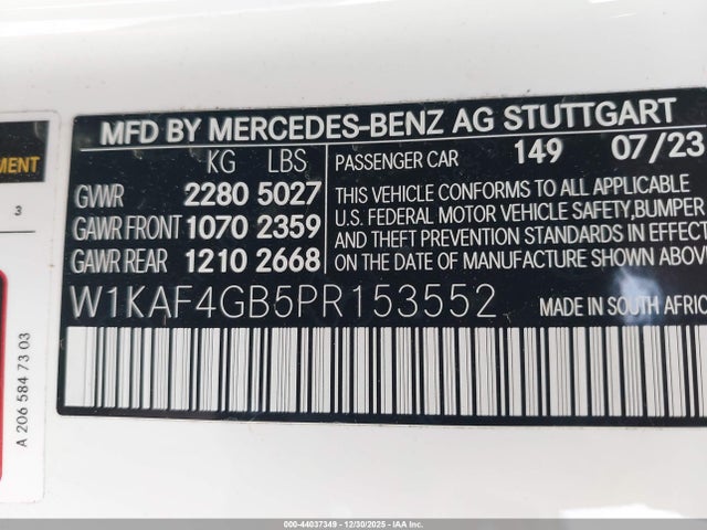 W1KAF4GB5PR153552 Mercedes-Benz C 300 Sedan