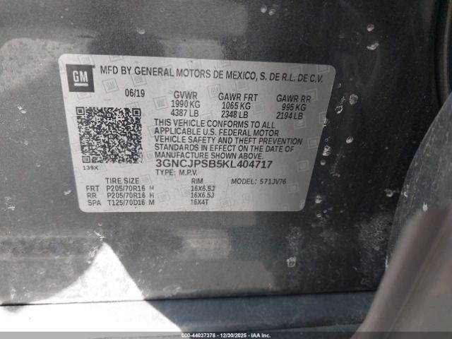 2019 CHEVROLET TRAX 3GNCJPSB5KL404717 Photo 8
