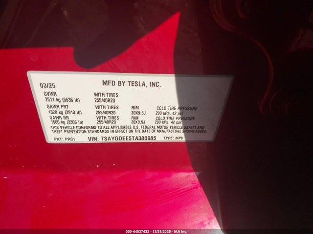 2026 TESLA MODEL Y 7SAYGDEE5TA380985 Photo 8