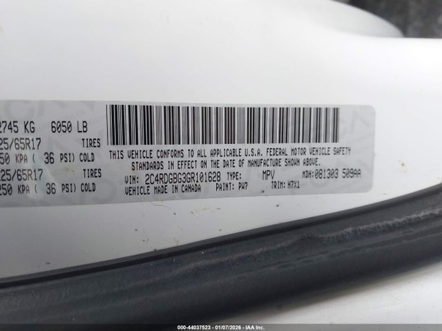 2C4RDGBG3GR101628 Dodge Grand Caravan Se