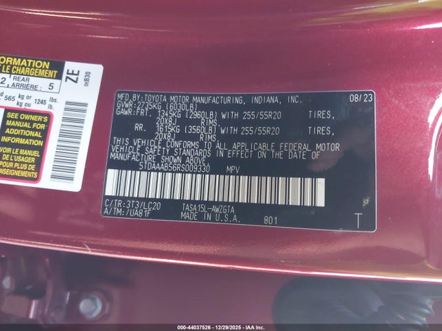 5TDAAAB56RS009330 Toyota Grand Highlander Limited