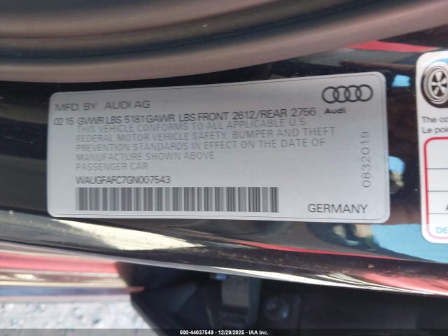 2016 AUDI A6 WAUGFAFC7GN007543 Photo 8