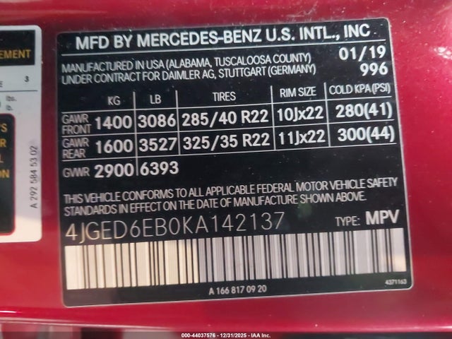 4JGED6EB0KA142137 Mercedes-Benz Amg Gle 43 Coupe 4matic