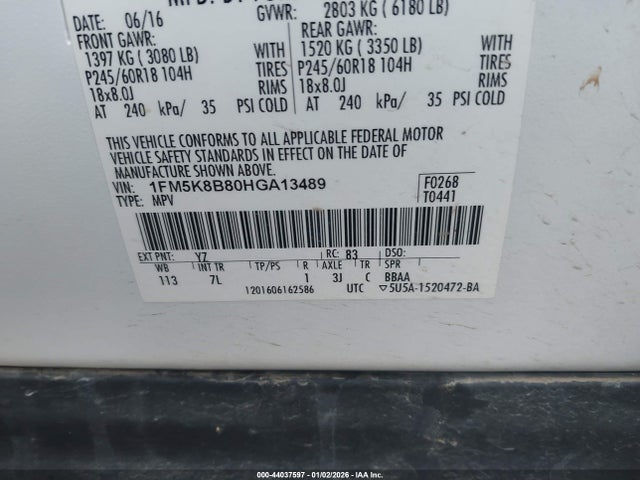 Ford Explorer 2017 1FM5K8B80HGA13489 Image 9