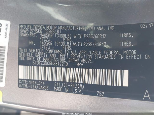 2017 TOYOTA SIENNA 5TDYZ3DC8HS842219 Photo 8