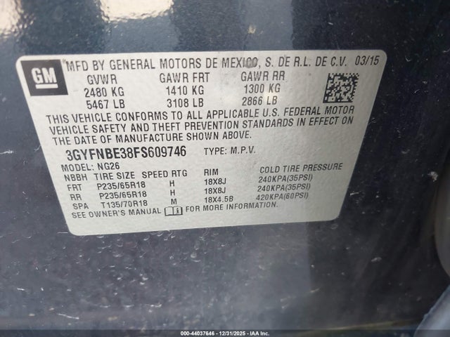 2015 CADILLAC SRX 3GYFNBE38FS609746 Photo 8