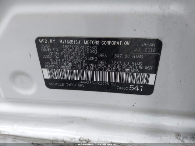 2019 MITSUBISHI OUTLANDER JA4AZ3A37KZ008156 Photo 8
