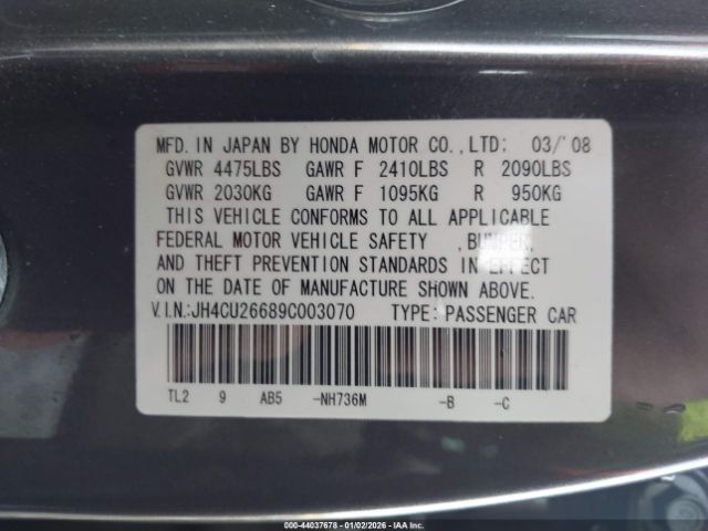 2009 ACURA TSX JH4CU26689C003070 Photo 8