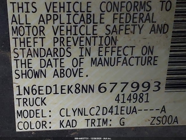 Nissan Frontier Sv 4x4 2022 1N6ED1EK8NN677993 Image 9