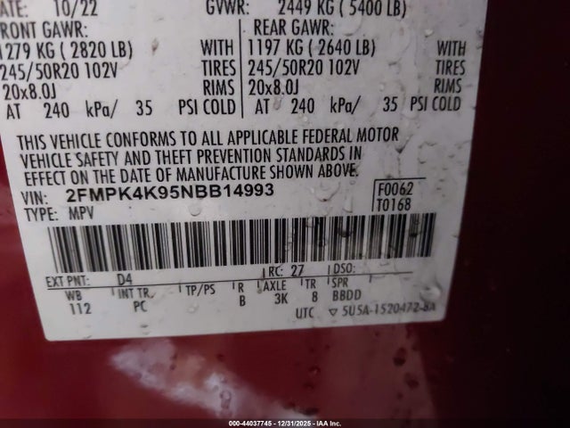 2022 FORD EDGE 2FMPK4K95NBB14993 Photo 8