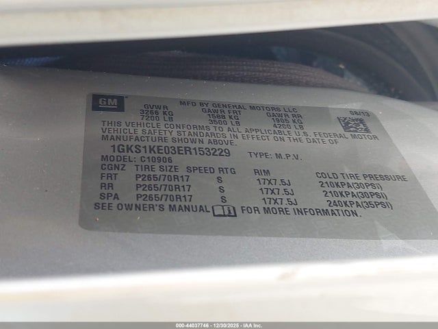 Продажа на аукционе авто 2014 Gmc Yukon Xl 1500 Slt, vin: 1GKS1KE03ER153229, номер лота: 44037746
