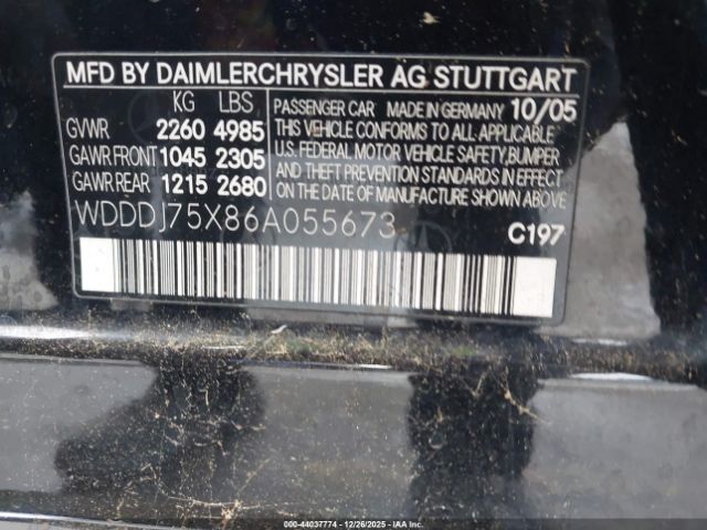 2006 MERCEDES-BENZ CLS 500 WDDDJ75X86A055673 Photo 8