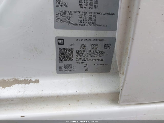 Продажа на аукционе авто 2024 Gmc Sierra K1500, vin: 1GTUUAED5RZ271104, номер лота: 44037809
