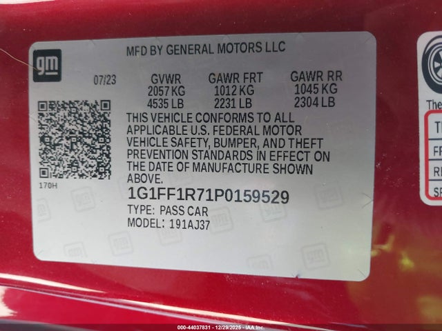 1G1FF1R71P0159529 Chevrolet Camaro Rwd 1ss