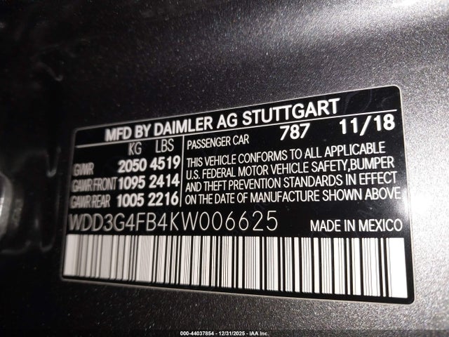 Aukcja sprzedaży 2019 Mercedes-benz A 220 4matic, vin: WDD3G4FB4KW006625, numer aukcji: 44037854