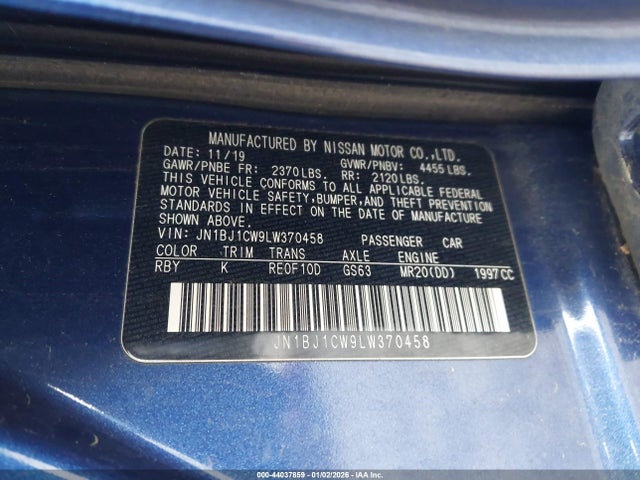 JN1BJ1CW9LW370458 Nissan Rogue Sport Sv Awd Xtronic Cvt