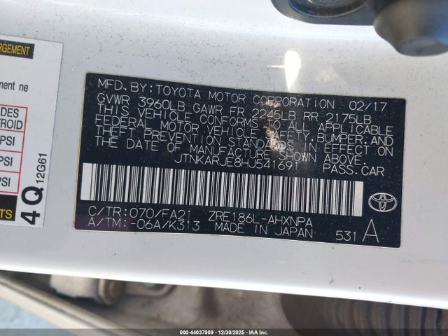 JTNKARJE8HJ541691 Toyota COROLLA IM
