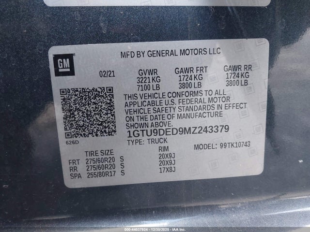 1GTU9DED9MZ243379 GMC Sierra 1500 4wd Standard Box Slt
