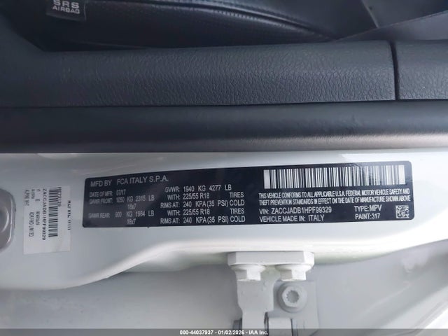 ZACCJADB1HPF99329 Jeep Renegade Limited Fwd