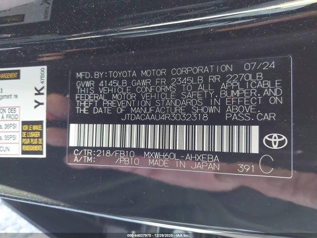JTDACAAU4R3032318 Toyota Prius Le