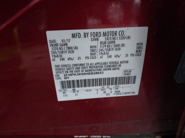 2017 FORD EDGE 2FMPK3K99HBB28653 Photo 8