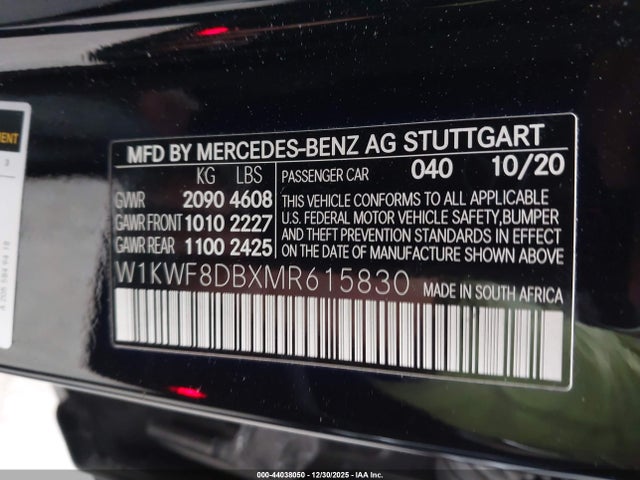 W1KWF8DBXMR615830 Mercedes-Benz C 300 Sedan