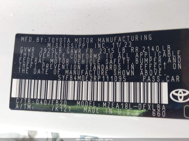 2024 TOYOTA COROLLA 5YFB4MDE2RP111095 Photo 8